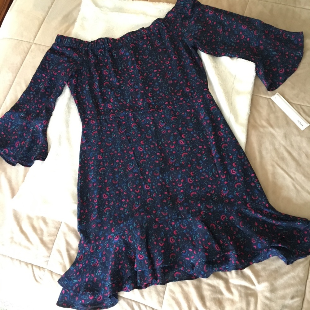 NWT AQUA off the shoulder floral dress